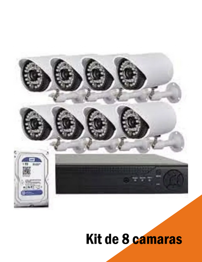 Kit 8 Cámara CCTV full HD 1080 + Disco 1TB