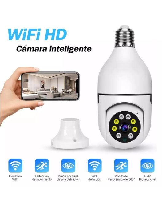 Cámara Foco de Seguridad HD Panorámica 360° con WIFI